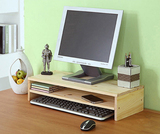 松木实木台式电脑显示器增高架子底座支架托架桌面置物架收纳护颈