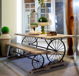 美式乡村家具咖啡馆铁艺餐桌椅组合 复古休闲LOFT风格个性长桌椅