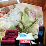 大型壁画 背景墙 影视墙 沙发背景欧式风格 油画 温馨花卉 玫瑰花