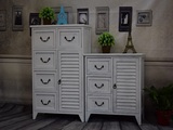 美式复古家具地中海床头柜实木斗柜床边柜卧室白色抽屉储物小柜子