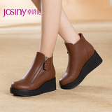 Josiny/卓诗尼2015新款短靴 简约马丁靴女坡跟高跟靴子154276044