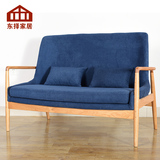 北欧宜家简约现代客厅布艺创意实木双人沙发椅组合休闲咖啡椅子