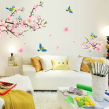 喜鹊桃花可移除墙壁贴画客厅电视卧室床头玄关衣柜家具背景墙贴纸