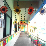 亏本幼儿园学校教室走廊创意空中吊饰田园儿童房双面大太阳花挂饰