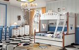 苏丽尔 地中海风格 板木结合 吸塑环保 1.35米儿童高低床含拖床