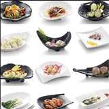 韩式日式盘子黑色日式寿司盘餐厅酒店菜盘创意餐具密胺烤肉盘包邮