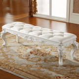 欧式床尾凳床边凳简约换鞋凳实木床榻卧室美式长凳绒布凳