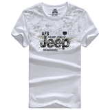 Afs Jeep/战地吉普16夏季宽松运动印花 圆领短袖T恤男士半袖T恤衫