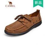 Camel/骆驼男鞋夏季正品真皮低帮鞋系带休闲牛皮镂空皮鞋A2307077