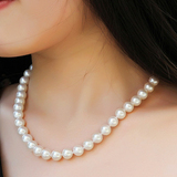 925银珍珠项链 女短款锁骨链气质天然淡水珍珠吊坠正圆韩版配饰品