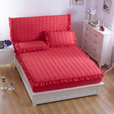 韩版花边床笠单件加厚夹棉 纯色1.5米1.8m床垫保护套床单床罩防滑