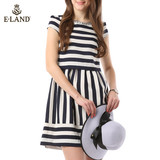 ELAND韩国衣恋夏季新品女经典横竖条纹连衣裙EEOW42607N专柜正品
