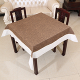 新中式古典桌布布艺棉麻亚麻桌布田园茶几圆桌布餐桌布长方形台布