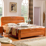 现代简约中式卧室橡木床实木床储物气动高箱床1.81.5米双人床家具