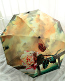 雨伞欧美创意油画伞黑胶超大遮阳防晒伞折叠伞全自动伞太阳伞包邮