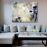 现代简约抽象艺术白色黑色复古色斑色块油画大尺寸沙发客厅无框画