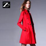 ZK女装2016春冬装新款毛呢外套中长款修身时尚呢子大衣羊毛大衣女