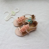 英国儿童潮牌外贸原立体纱布团花朵女童凉鞋宝宝凉鞋