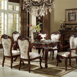 美式奢华大理石餐桌1.5米欧式餐桌椅组合6人饭桌长方型新古典餐台
