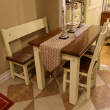 美式乡村地中海田园风格餐桌椅组合卡座套装实木家具定制2016新款