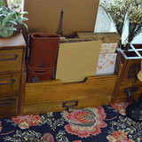 明信片文件夹 木质桌面收纳盒 三层做旧复古实木整理盒子 zakka