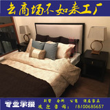 新中式实木床 现代简约宾馆酒店软靠床 别墅样板房会所双人床定制