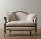 新古典做旧实木布艺沙发复古美式沙发皮艺沙发单人多人沙发老虎椅