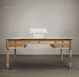 SENNA-塞纳欧式家具 路易实木五抽写字台橡木书桌 办公桌电脑桌