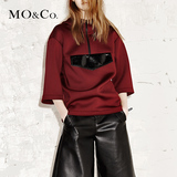 MO&Co.衬衫女欧美户外中袖连帽抽绳休闲衬衣套头MA153SHT37moco