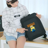 新款韩版学生书包 双肩包 帆布 男女卡通可爱小黄人高中学生背包