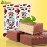 俄罗斯进口零食品 POHHN小牛大奶牛巧克力威化饼干散称14包约480g