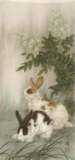 国画动物画宣纸微喷印刷复制品美术学习包邮李尤俊-双兔