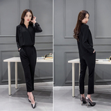 2016新款女装两件套春长袖上衣长裤休闲时尚套装女韩版显瘦连体裤
