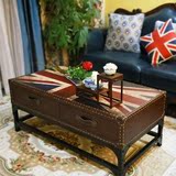 复古米旗怀旧美式欧式实木茶几铁艺北欧loft工业创意咖啡桌电视柜