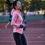 女子专业运动卫衣跑步瑜伽服连帽衫长袖休闲上衣外套透气健身衣服