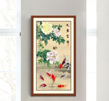 aq新中式古典工笔画国画装饰画有框手绘油画玄关会所配