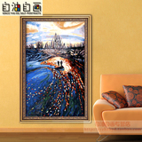 自油自画diy数字油画包邮客厅卧室大幅风景欧式抽象装饰 似水流年