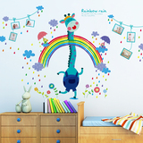 儿童房卧室彩虹雨幼儿园照片贴相片框自粘壁纸墙贴纸贴画彩虹鹿
