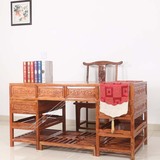 仿古家具中式实木雕花草龙班台办公桌 实木电脑桌 书桌椅组合特价