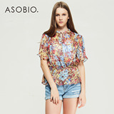 ASOBIO 2016春装新款女式印花中长款夏季衬衫 4622345111