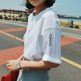 2016夏季新款韩版宽松显瘦简约上衣女学生潮 韩范百搭短袖白色T恤