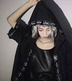 日本原宿风zipper Ayumi暗黑系列字母爱心斗篷型连帽开衫防晒和服