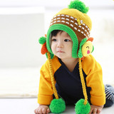 熊朵宝宝帽子男女童韩国婴儿毛线护耳帽加绒秋冬款儿童保暖帽包邮