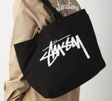 日本潮牌 STUSSY 经典简约风 帆布环保购物袋 单肩包 托特包