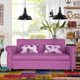 欧式小户型客厅抽拉双人沙发床实木多功能可拆洗布艺沙发床1.8米