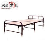 迹邦钢木床折叠床单人床午休双人床1.2米实木床折叠床 简易陪护床