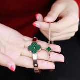 韩版玫瑰金同心锁钥匙情侣手镯项链男女款学生钛钢一对饰品送女友