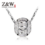Z&W周王925银项链女 转运珠 银饰品镶钻吊坠锁骨 生日礼物送女友