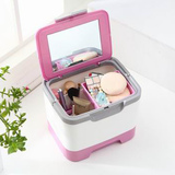 卡秀手提式多功能带镜子化妆品收纳箱-粉色（KX631-3）