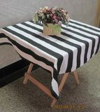 简约现代的黑白条纹帆布桌布茶几布台布盖巾桌旗坐垫餐桌布可定做